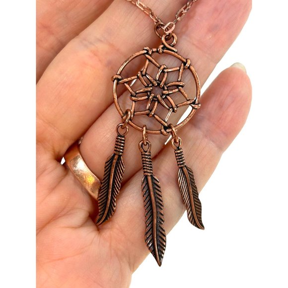 Dreamcatcher Fashion Necklace Women 20” Chain 2” pendant Rose Gold/Copper Color - Picture 1 of 10